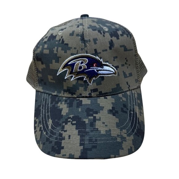 Baltimore Ravens NFL Camo Trucker Hat Mesh Back Snapback Adjustable Strap - Picture 1 of 8